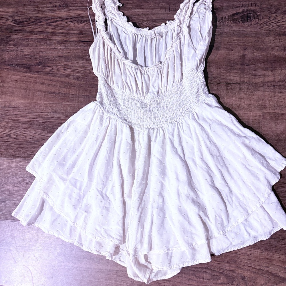 White Ruffled Sleeveless Dress from Urban Outfitters